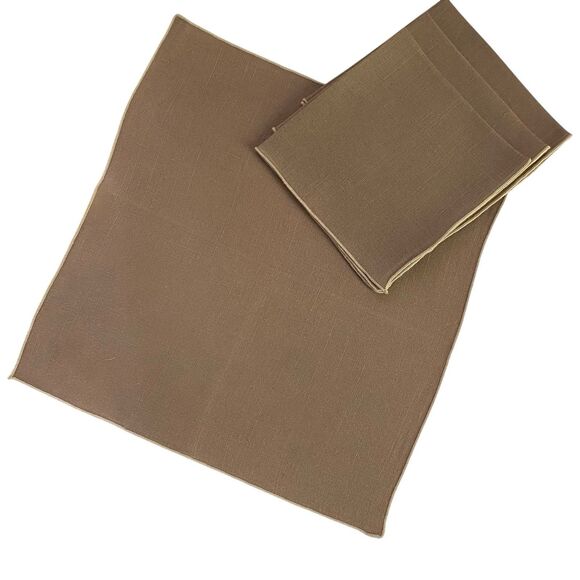 Lot of 4 Cloth Napkins Taupe 11" x 10-1/2" Solid Pattern Dining Luncheon - Picture 4 of 4